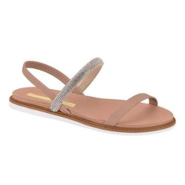 Imagem de Sandália Rasteirinha Moleca Strass Feminina-Creme/ Nude-Feminino