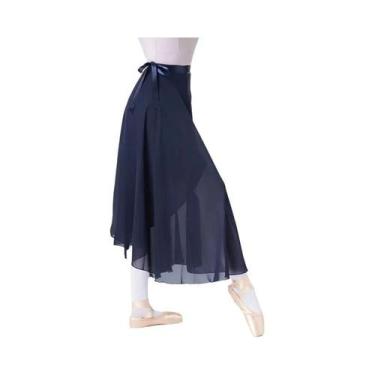 Imagem de Saia De Ballet Longa Em Chiffon Preto Para Mulheres, Ajustável Com Laç
