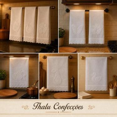 Imagem de Pano de Prato Bordado BRANCO Santa Margarida Kit 10p Lançamento
