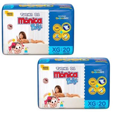 Imagem de Fralda Turma da Mônica Baby Jumbo Tamanho XG - 2 Pacotes com 20 Fralda