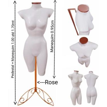 Imagem de Manequim feminino (meio corpo cinturinha N.36) branco com tampa Rose +