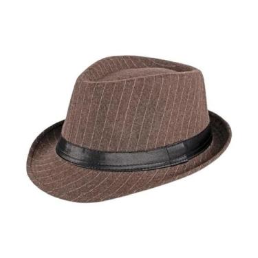 Imagem de Chapéu Fedora Masculino Preto E Branco Listrado Para Primavera E Outon