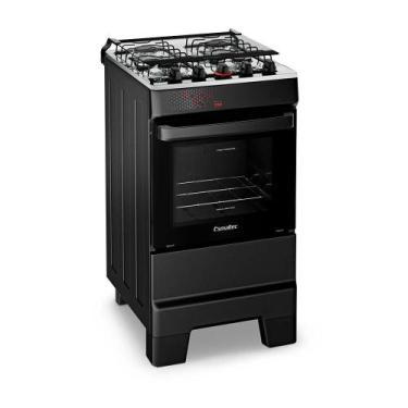 Imagem de Fogão Esmaltec Ideal Top 4 Bocas 50L Bivolt Preto Inox Acendimento Aut