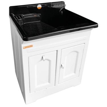 Imagem de Gabinete Tanque para Lavanderia Preto 50L Lavar Roupas Área de Serviço Esfregadora Orga...
