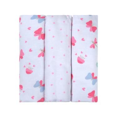 Imagem de Kit 3 Cueiros Bebê Estampado 100% Algodão Bublim 50Cm X 80Cm Meninca C