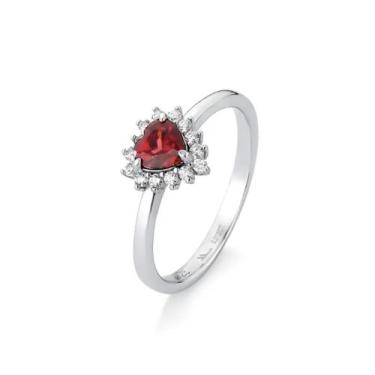 Imagem de Anel coracao cravejado granada e moissanite 5x4mm 1.4mm 0.168ct joia d
