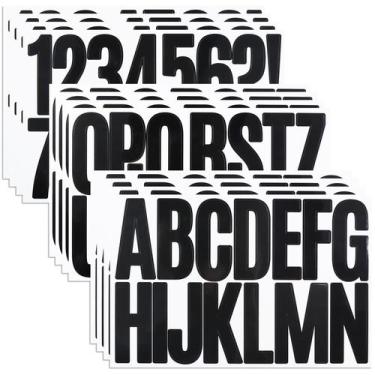 Imagem de Conjunto de Adesivos YIKTUNQ Letras Pretas 3" à Prova dÁgua 188 Peças