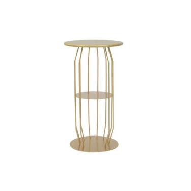 Imagem de Mesinha Lateral Industrial Silueta Alta Redonda 35cm Dourado - Studio 