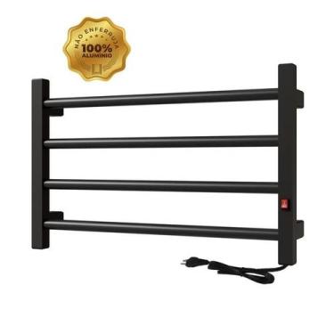 Imagem de Toalheiro Elétrico 4 Barras Clássico Alumínio Bivolt Branco cor:Preto 