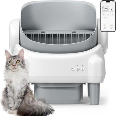 Imagem de Caixa de Areia Autolimpante com Tampa Aberta Automática para Gatos com