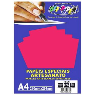 Imagem de Papel Neon 180g A4 Especial para Artesanato Enfeites Decoração Off Pap