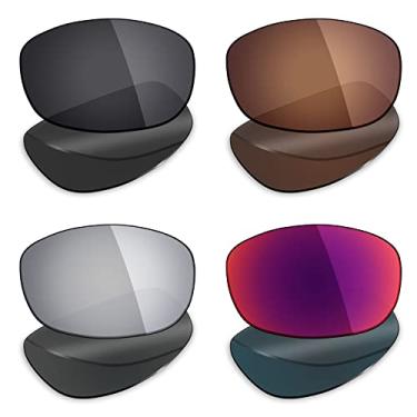 Imagem de 4 pares de lentes polarizadas de substituição Mryok para óculos de sol Costa Del Mar Brine – Stealth preto/bronze marrom/prata titânio/sol meia-noite