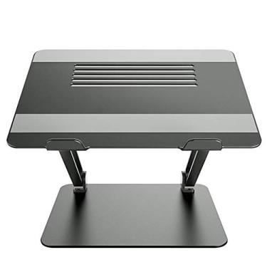 Imagem de Suporte de alumínio ajustável para laptop, suporte multiângulo, suporte para notebook com ventilação de calor, reduz a dor no pescoço, preto
