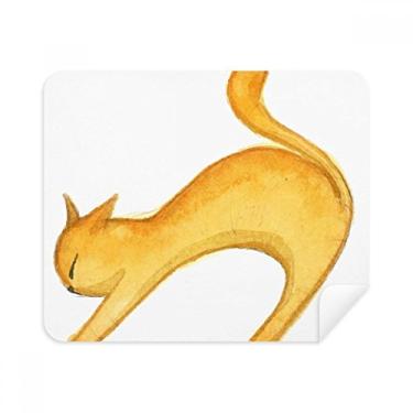 Imagem de Pano de limpeza de tela com pintura de gato laranja Miaoji 2 peças de tecido de camurça