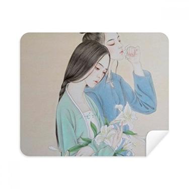 Imagem de Lily Flower Beauty Pano de limpeza de pintura chinesa Limpador de tela 2 peças Tecido de camurça