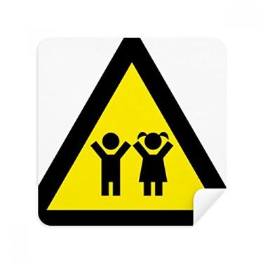 Imagem de Warning Symbol Amarelo Preto Crianças Óculos Triangulares Tecido de Camurça Tecido 2 Unidades