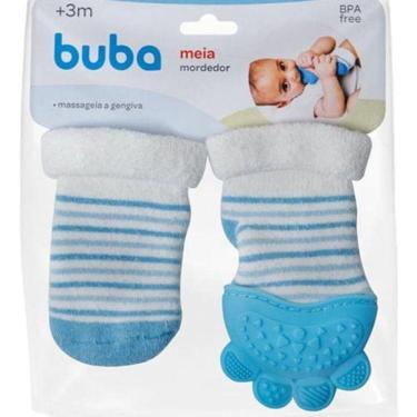 Imagem de Meia Com Mordedor Silicone Gengiva Bebê - Buba - Azul