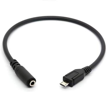 Imagem de GLHONG Adaptador de Áudio Micro USB Macho para Fêmea de 3,5 mm com Microfone Ativo e Clipes para Fones de Ouvido, Alto-Falantes e Câmeras de Ação