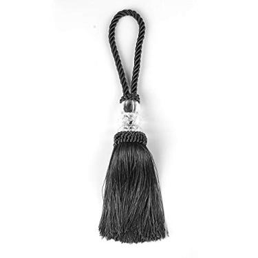 Imagem de 1 peça borlas franjas de seda borla guarnição de vestuário decoração corda pendurada borla chave para acessórios de cortina faça você mesmo, carvão, 4 peças