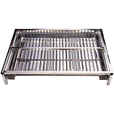 Imagem de KRASS Bandeja de banheiro para cães interior ao ar livre vaso sanitário caixa de areia de cachorro de aço inoxidável bandeja de treinamento para cães e gatos suprimentos de limpeza para animais de estimação, bandeja de aço inoxidável 304, 63 * 40 * 12 cm, colecionador88