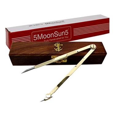 Imagem de 5MoonSun5 Divisor de asa de marcação de lápis de couro para compasso circular para marcação de escribo, ideal para desenhar círculos, escrever metal de madeira, desenho, mapas plotagem com caixa de madeira de 15 cm