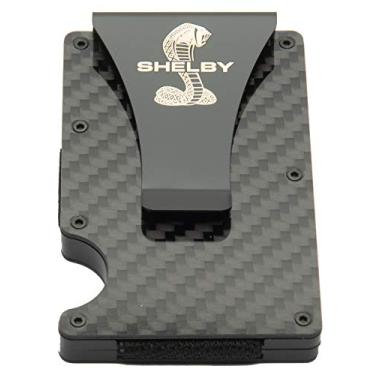 Imagem de Carroll Shelby Carteira de fibra de carbono com clipe para dinheiro | Proteção RFID | Armazena moeda, cartões de crédito, dinheiro | Fibra de carbono genuína | Super fina e leve | Logotipo de cobra