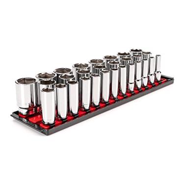 Imagem de TEKTON Conjunto de soquetes de 6 pontos profundos, 1/2 polegadas, 29 peças (10-38 mm) com trilhos | SHD92125