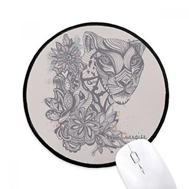 Imagem de DIYthinker Tapete de mouse de desenho animado leopardo desktop escritório tapete redondo para computador