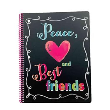 Imagem de Caderno espiral com design de luz rosa ~ Chalk Talk (paz, amor e melhores amigos; 20 x 26,6 cm; 60 folhas, 120 páginas)