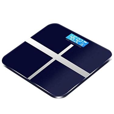 Imagem de balança de banheiro digital com plataforma superdimensionada, display lcd de fácil leitura, balança pessoal de design ultrafino, balança corporal feita de vidro de segurança