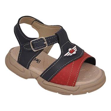 Imagem de Sandália Ortopédica Infantil Menino Fivela Marinho e Vermelha