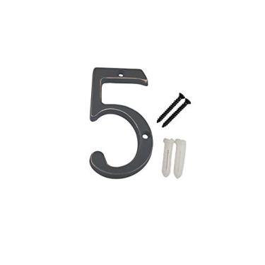 Imagem de QCAA Número de casa tradicional de latão forjado pesado, 10 cm, 5, bronze veneziano, feito em Taiwan