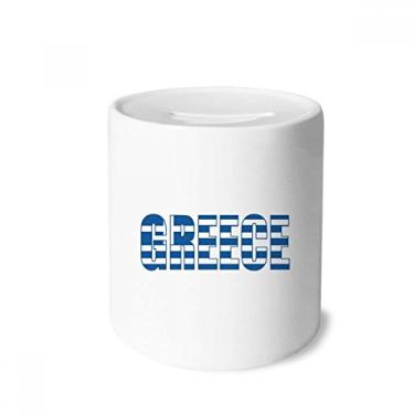 Imagem de DIYthinker Caixa de moedas de cerâmica com nome da bandeira da Grécia