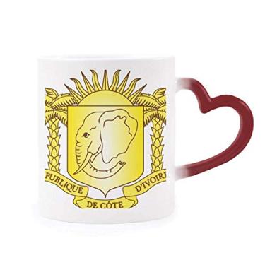 Imagem de Coate d'Ivoire Caneca com emblema nacional sensível ao calor Caneca vermelha que muda de cor