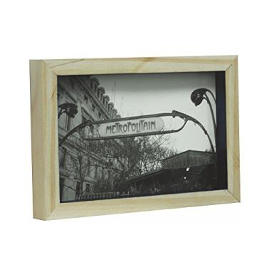 Imagem de Porta Retrato Mini Wood Kapos Natural/Preto 15 x 10 cm