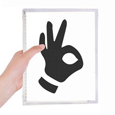 Imagem de Caderno com desenho de gesto OK com folhas soltas, diário recarregável, papelaria