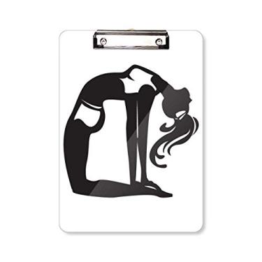 Imagem de Graceful Yoga Girl Stretching Keep Healthy Prancheta Pasta Bloco de Escrita Placa de Apoio A4