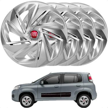 Imagem de Jogo 4 Calotas Aro 14 Nitro Prata Fiat Palio Uno Siena Mobi Prata