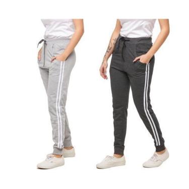 Imagem de KIT COM 02 CALÇAS DE MOLETOM FEMININA SARUEL SKINNY SPORT LUXO-AZULMARINHO-CINZACLARO-GG-Feminino