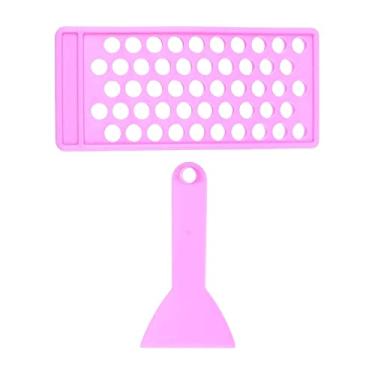 Imagem de predolo Kits de artesanato para batom suporte de chapstick 50 buracos ferramenta de acessórios fácil de usar presentes recipientes kits de bandeja para batons faça você mesmo brilho labial feito à mão, violeta