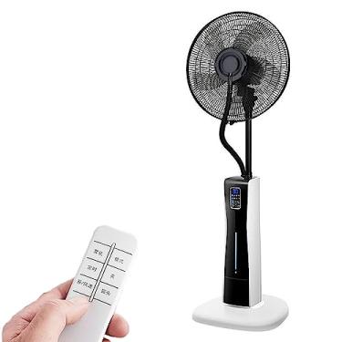 Imagem de Ventilador de pedestal doméstico com spray de névoa de água, ventiladores de chão elétricos com temporização de 12h umidificador de controle remoto circulação de ar silenciosa com tanque de água, branco, 127 cm