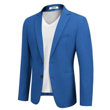Imagem de COOFANDY Jaqueta masculina casual esportiva slim fit leve blazer com dois botões, Azul royal, X-Large