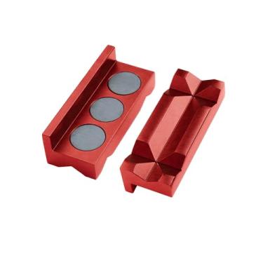 Imagem de Almofadas de mandíbula de torno de 10 cm Tampas magnéticas de alumínio para morsa de tubo reversível Torno de tubo um torno de encaixe Capas de mandíbula profissional inserções de proteção de torno