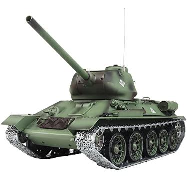 Imagem de Heng Edição Longa Modificada 1/16 2,4 GHz Controle Remoto União Soviética T34 Modelo de Tanque (Torre Rotativa de 360 Graus) (Caixa de Engrenagens de Aço) (Bateria Nimh de 3800 mAh) (trilhos de metal,
