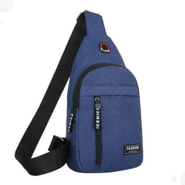 Imagem de Mini Bolsa Tiracolo Transversal Ajustável Pochete De Ombro Feminina Masculina Impermeável Saída Para Fone De Ouvido (Azul)
