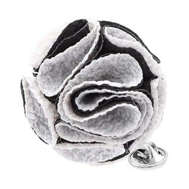 Imagem de Vittorio Vico Broche de lapela de flor seersucker formal em dois tons masculino - broche, flor na lapela para homens, 2.5" (6.36CM), Poliéster, Não aplicável
