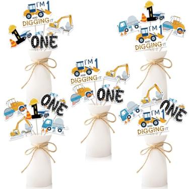 Imagem de kreat4joy Construction Birthday Centerpiece for Table, 24pcs I’m Digging Being 1 Birthday Decorations Centerpiece Sticks Dump Truck Decors for Boys 1st Birthday Party