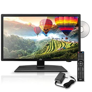 Imagem de Pyle Televisão LED RV 1080p de 18,5 polegadas - monitor de tela plana fino FHD TV pequena com HDMI, RCA, combo de disco multimídia/DVD, adaptador de carro de 12/24 volts, suporte de parede, funciona
