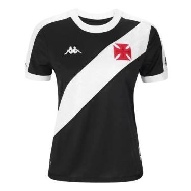 Imagem de Camiseta Vasco Kombat Home Player 2024 Kappa Feminina - Preta/Branca