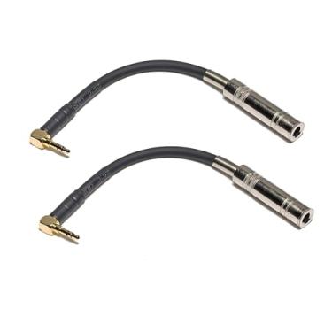 Imagem de Adaptador TRS de 3,5 mm a 1/10.2 cm, conector conversor de adaptador de áudio estéreo de 6,35 mm fêmea para 3,5 mm macho de 90 graus, 15 cm, pacote com 2